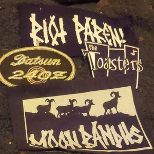 Retro Rock N Roll Black And White Denim Jacket / Back Pack Patches.